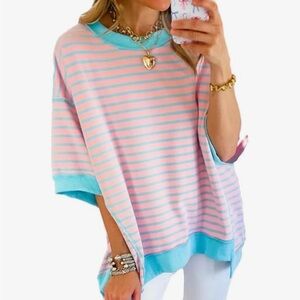 Striped Pink and Blue Women's Top